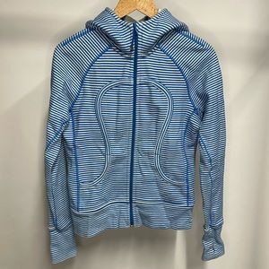 Lululemon Scuba Hoodie in Blue and White Stripe Size 8